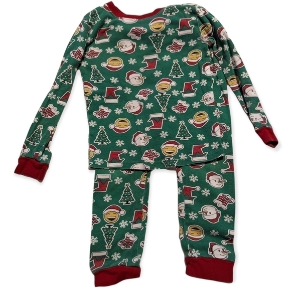 𝅺4T Boys Christmas Emoji 2 PC pajamas - Picture 2 of 3